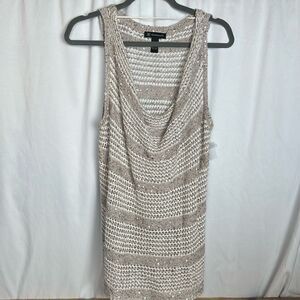 NWOT INC International Concepts Cowl Neck Loose-knit Sparkle Tank Sweater - M